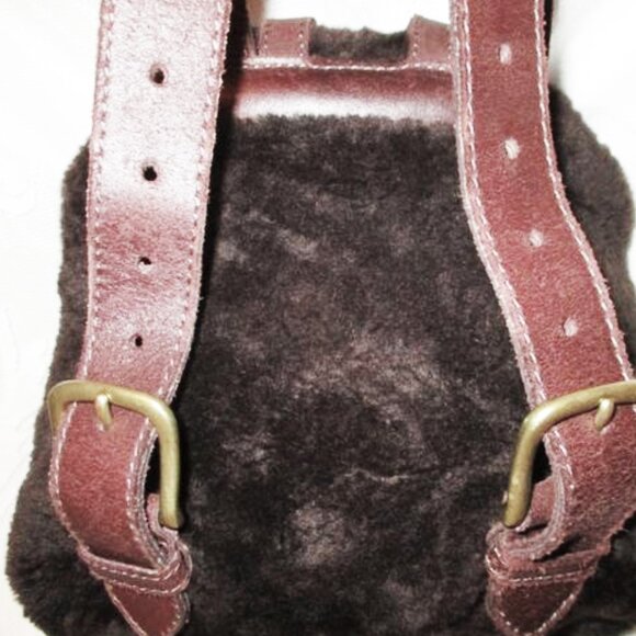 VINTAGE J. CREW DARK BROWN SHEARLING SMALL BACKPACK main image 5